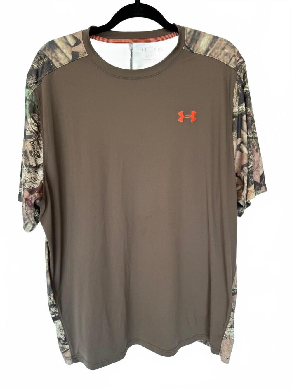 Under Armour HeatGear Camo Hunting Shirt Men’s XL Brown Blaze Orange